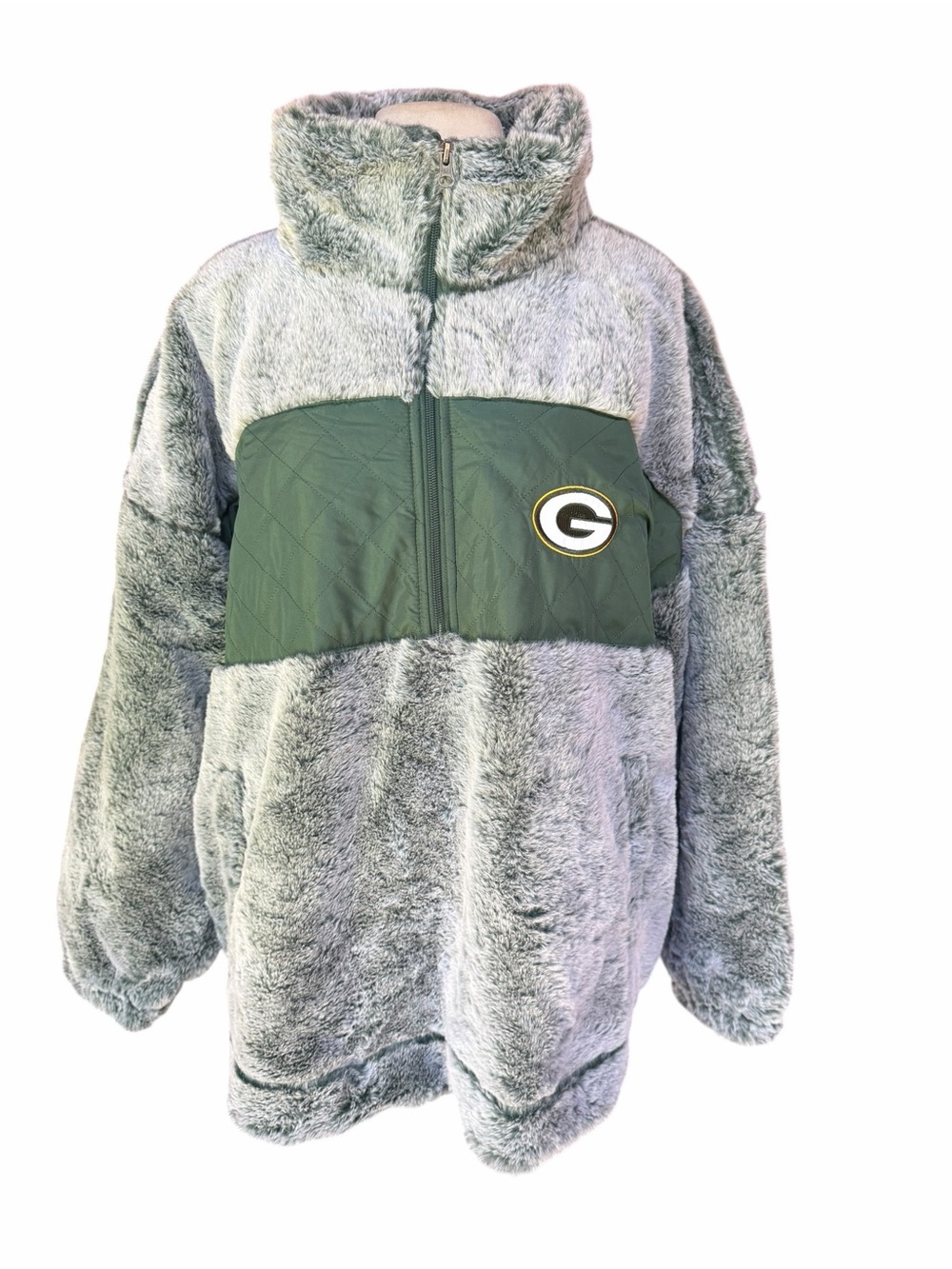 NWOT G-III 4Her by Carl Banks Green Bay Packers Sherpa Quarter-Zip Pullover Jack